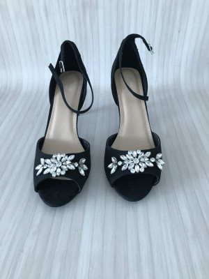 Joanna Hope Black with Trim Detail Sandals Extra Wide EEE Fit