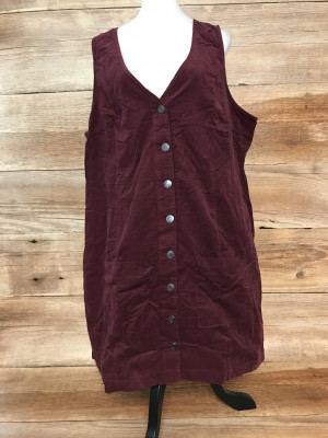Simply Be Burgundy Corduroy Pinafore Dress with Pockets