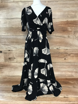 Joanna Hope Formal Black and Cream Print Long Length Dress