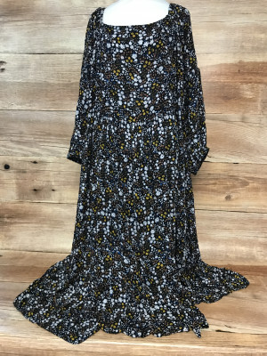 Joe Browns Black Long Sleeved Dress with Floral Print