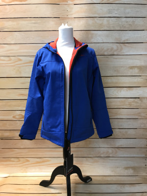 Blue and red waterproof coat