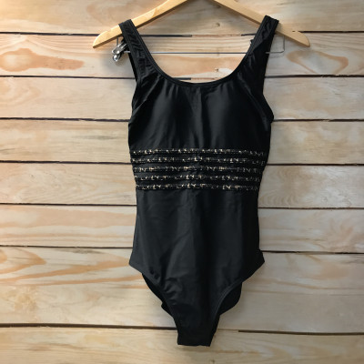 Black and leopard print swimsuit