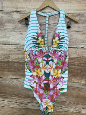 Body Flirt Stripe/Tropical Print Swimsuit