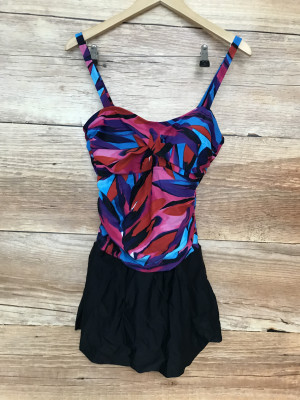 Bon Prix Black & Leaf Print Swim Dress