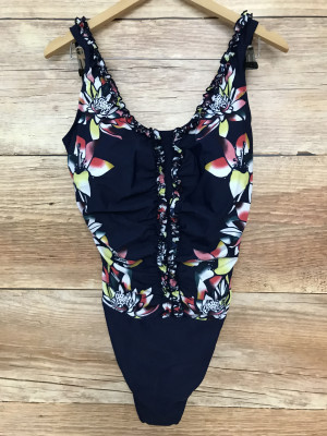 BonPrix Navy Shapewear Swimsuit with Floral Detail