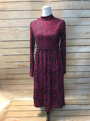 Bodyflirt Dark Pink/Black Patterned Long Sleeve Dress