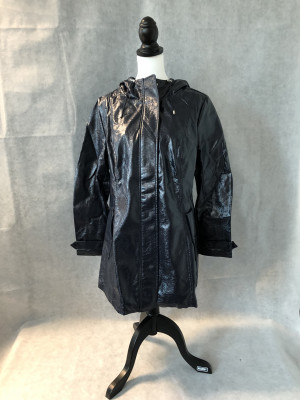Black leather wet look jacket