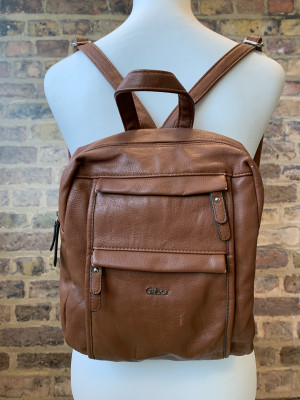 Vintage Gabor Tan Leather Backpack Brown For Ladies Women