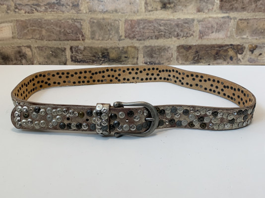 Vintage Genuine Brown Leather Belt With Rivet Unisex Punk Style Pin Buckle Belt