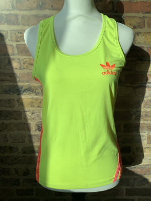 Vintage Adidas Seamless Sportswear Sport Tank Top in Vivid Yellow With Pinks Line XXL
