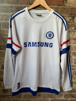 Vintage Chelsea London 2015/16 Away Long Sleeve Samsung White Soccer Shirt Home Football Shirt T-Shirt Teamwear Training Wear Tee 2XL