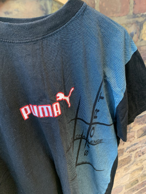 Vintage Puma Black Tee Brand Logo Short Sleeves Cotton T-Shirt