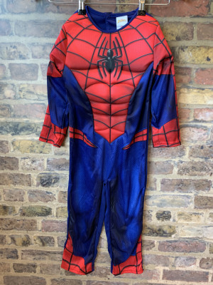 Spiderman Kids Fancy Dress Outfit With Mask And Muscle Padding