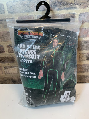 Green Led Stick Figure Jumpsuit Adult Costume