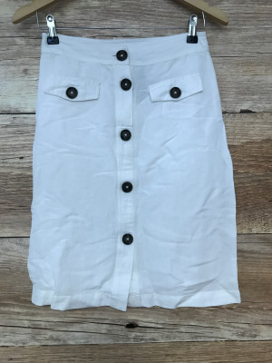 Kaleidoscope White Button Front Skirt