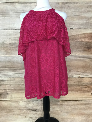 Kaleidoscope Pink Lace Cold Shoulder Top
