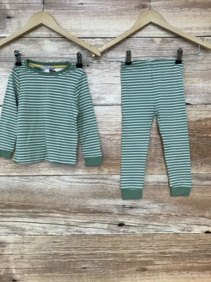 John Lewis Green and White Striped Children's Pyjama Set