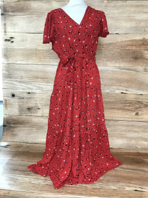 Quiz Red Ditsy Wrap Dress
