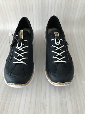 Rieker Black Slip-On Casual Shoes