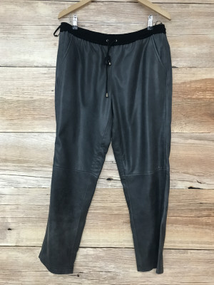 Heine Grey Leather Trousers with Elasticated Waist
