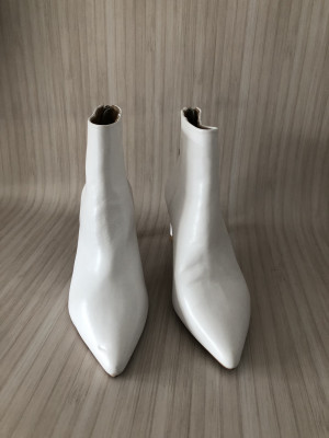 Kaleidoscope White Leather Ankle Boots