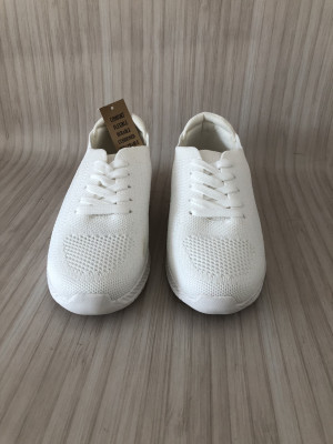 Cushion Walk White Fly Knit Trainer Wide E Fit