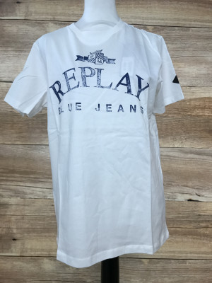 Replay Blue Jeans Cream Short Sleeve T-Shirt