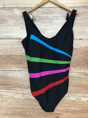 Bon Prix Black Neon Stripe Shaper Swimsuit