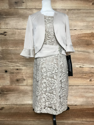 One by Kaleidoscope Beige Two Piece Lace Dress and Jacket