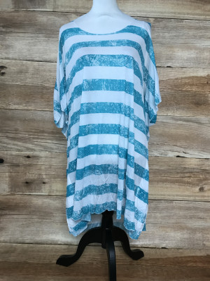BonPrix Collection Turquoise and White Striped Cover Up Top