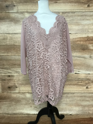 Fair Lady Pink Crochet Lace Fronted Top