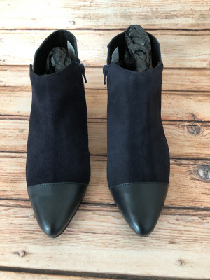 heine Navy Suede/leather Ankle Boots