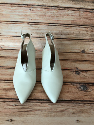 Kaleidoscope Cream Sling Back Low Front Court Shoes