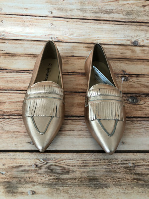 Kaleidoscope Rose Gold Leather Pointed Flats
