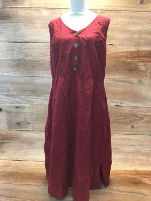 Red linen dress