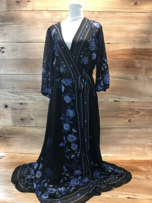 Black and blue floral maxi dress