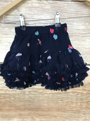 Joules Navy Layered Skirt with Heart and Umbrella Print