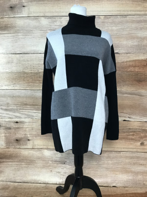 Black, White and Grey Roll Neck Jumper